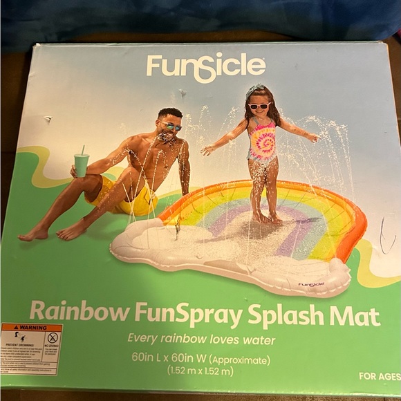 Funsicle5ftRainbow🌈FunSpray Kids👦🏻👧🏻Splash Mat w Sprayers 4 AboveGroundPool - Picture 3 of 9